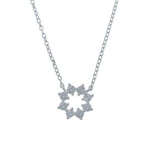 Sterling Silver Cubic Zirconia Circle Star Snowflake Pendant Necklace 16"-18"